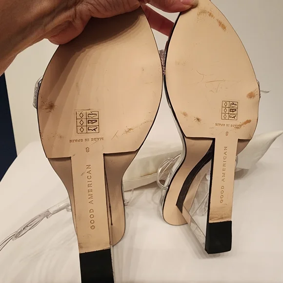 GOOD American Cinder-F*cking-Rella Wedge in Silver Neoprene/Lucite Size 8 - Picture 9 of 10